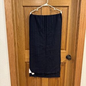 J.Crew Navy Pinstripe Scarf One Size Wool-Like Winter Wrap NWT